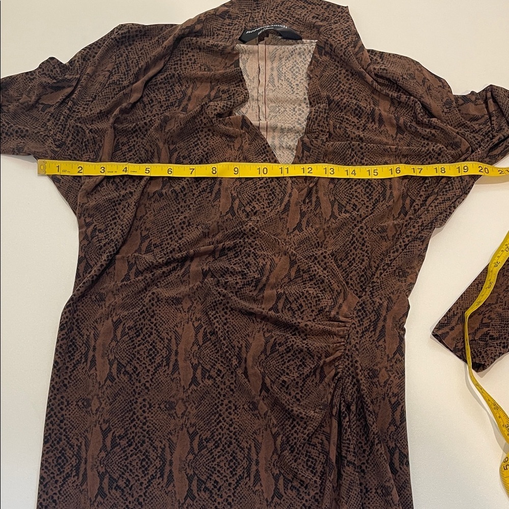 Norma Kamali Brown Snake-Print Long Sleeve Faux Wrap Dress - Picture 4 of 8